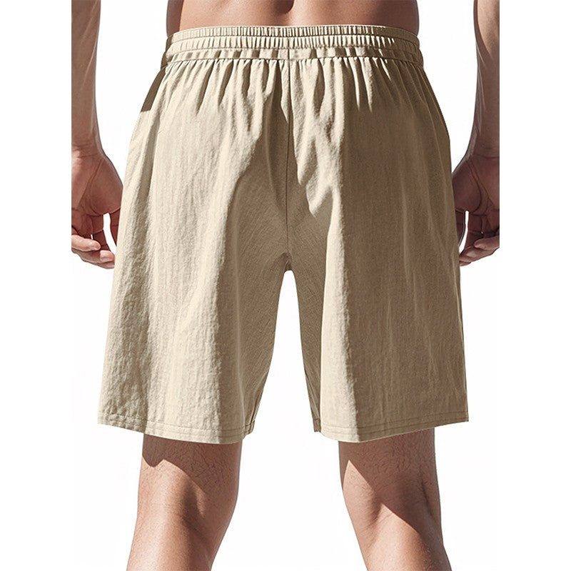 New Men's Cotton Linen Shorts Pants Male Summer Breathable Solid Color Linen Trousers Beach Shorts Fitness Streetwear