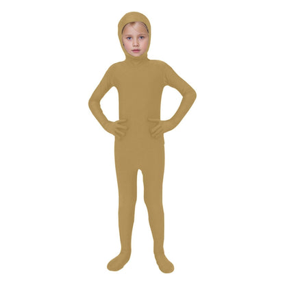 Kids Invisibility Jumpsuits Role Play Tights Full Body Suit Solid One-Piece Jumpsuit Halloween Costume Funny Romper Performance