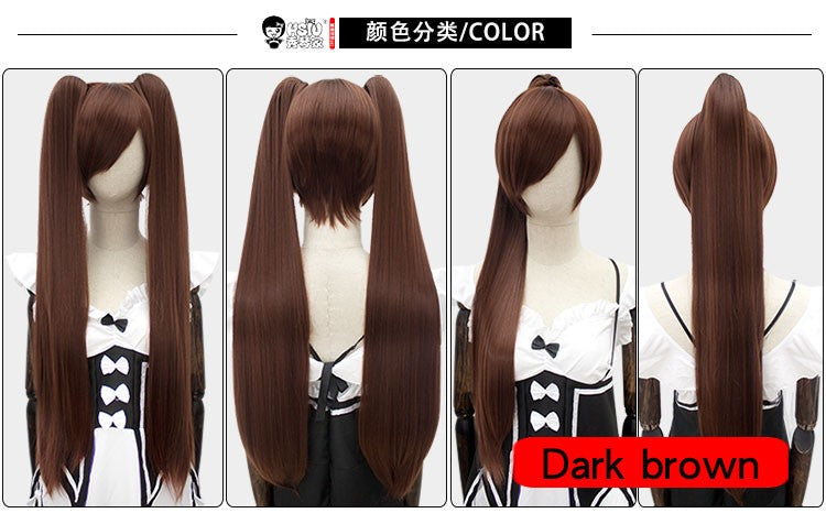 HSIU 80Cm Long Staight Ponytail Clip Cosplay Wig high temperature fiber Synthetic Wigs Anime Party Ponytail Party wigs 14 color