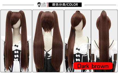 HSIU 80Cm Long Staight Ponytail Clip Cosplay Wig high temperature fiber Synthetic Wigs Anime Party Ponytail Party wigs 14 color