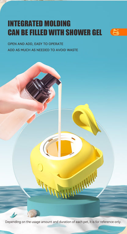 Escova de Banho para Cães Escova de Massagem para Animais de Estimação Dispensador de Shampoo Escova de Silicone Macio Cerdas de Borracha para Cães e Gatos Ferramenta de Banho e Higiene