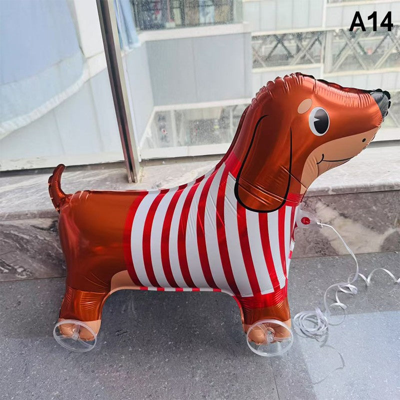 1PC 3D Cartoon Foil Balloons Elephant Stand Walking Balloon With Wheel For Kids Birthday Party Decoration Baby Shower