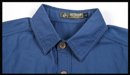 Men's Streetwear Casual Button Down Military Cargo Shirt Short Sleeve Cotton Dress Shirts For Hiking Fishing Golf Polos Shirts