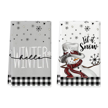 2/4pcs Christmas towels, snowflakes, Christmas trees, snowmen patterns, kitchen cleaning towels, dishwashing towels, hand towels