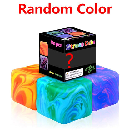 Soft Slow Rebound Stress Cube Color Swirl Rotating Sensory Squeeze Toy Anxiety Relief Fidget Toy Classroom Prize for Kids Adults