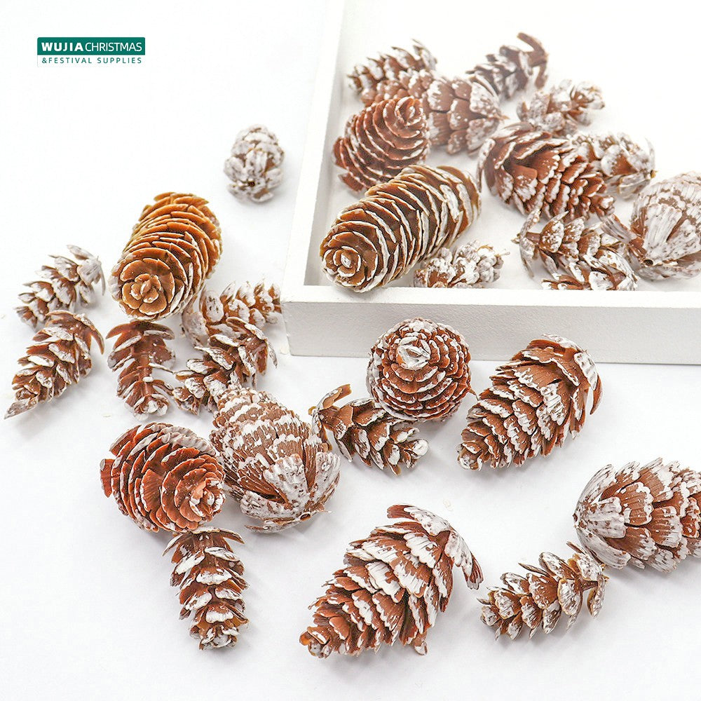 24Pcs Christmas Fake Pine Cones Xmas Tree Hanging Ornament Flowers Wreaths Pendant for Festival Wedding Party Gift Navidad Natal