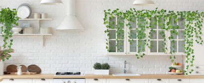 2.1M Green Ivy Leaf Hanging Vine Artificial Garland Silk Wall Plant Home Garden Decoration Wedding Party DIY Fake Wreath Leaves