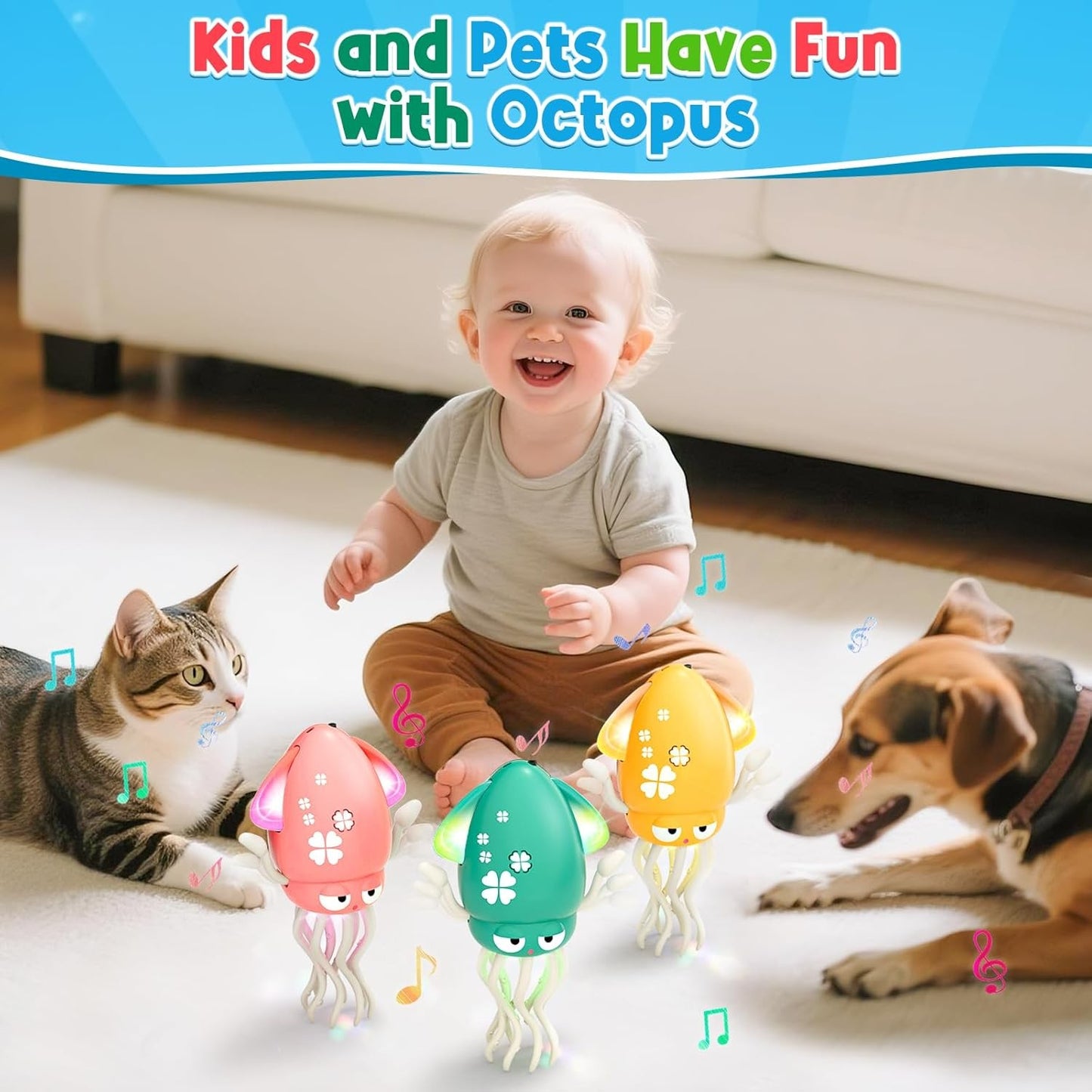 Brinquedo Polvo Dançarino Mágico Elétrico Brinquedo para Animais de Estimação de Arraste com Luz e Música Polvo para Crianças Brinquedos Interativos para Desenvolvimento Presentes para Bebês na Hora da Barriga