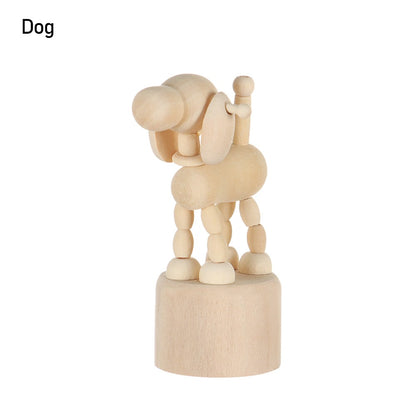 1Pc Wooden Animal Ornaments Mini Desktop Movable Puppet Fingurine Home Decoration Crafts Toy Gifts Home Book Shelf Fun Decor