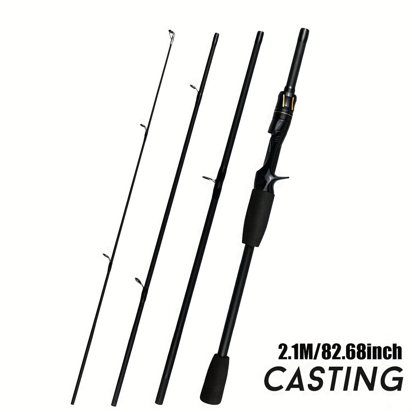 Vara De Pesca De Fibra De Carbono 1.8M/2.1M Vara De Viagem Portátil, Anel Guia De Cerâmica Requintado E Suave, Punho De Eva De Alta Densidade