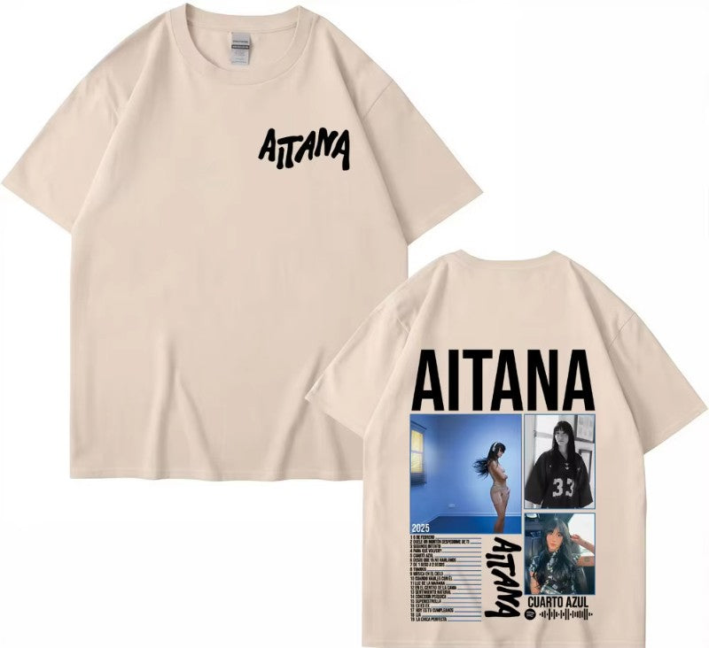 Singer Aitana Cuarto Azul Tour Graphics T Shirts Men Women Harajuku Fashion Aesthetic Short Sleeve T-shirt Cotton Tee Shirt