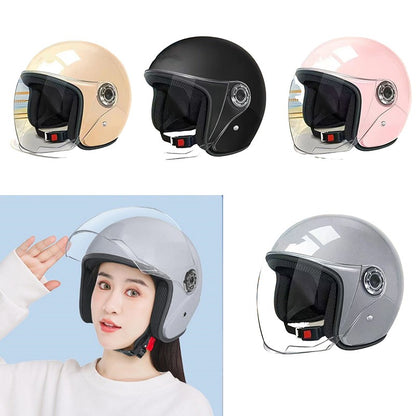 Unisex Comfortable & Ventilated Electric Riding Lens Helmet for Four Seasons, Adjustable Safety Motorcycle Helmet - 1 Piece
