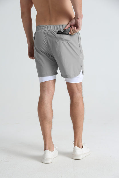 Men's sports double-deck shorts Fitness Quick Dry Training Shorts Casual 2 In 1 Multi-pocket sweatpants Men Gyms Running shorts