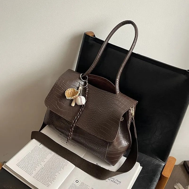 Crocodile Pattern Crossbody Bag For Women Black Shoulder Bag Brand Designer Women Bags Luxury PU Leather Flap Messenger Handbag