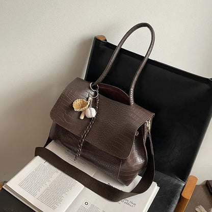 Crocodile Pattern Crossbody Bag For Women Black Shoulder Bag Brand Designer Women Bags Luxury PU Leather Flap Messenger Handbag