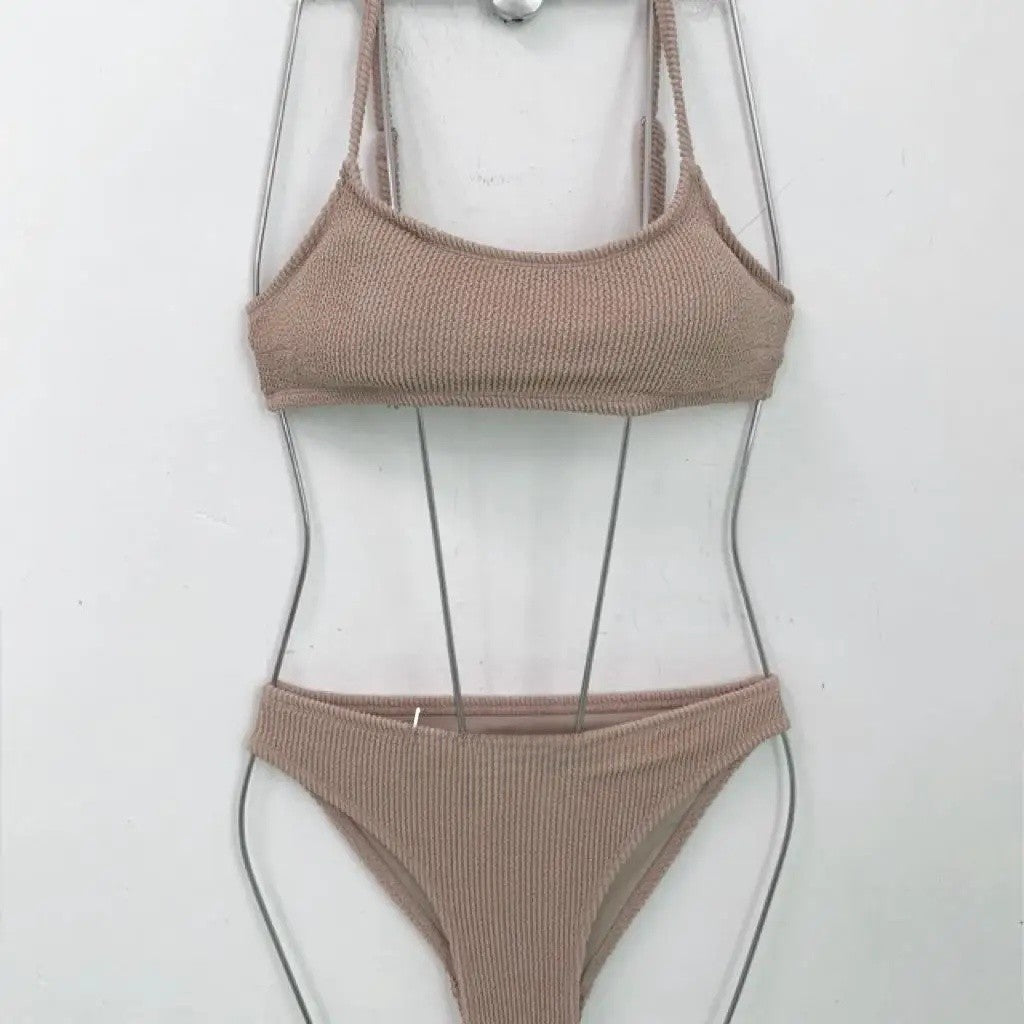 Multicolor Korean Japanese Style Bikini Set Women's Holiday Swimwear Girl's Color Separate Design Fashionable Beachwear