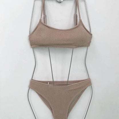 Multicolor Korean Japanese Style Bikini Set Women's Holiday Swimwear Girl's Color Separate Design Fashionable Beachwear