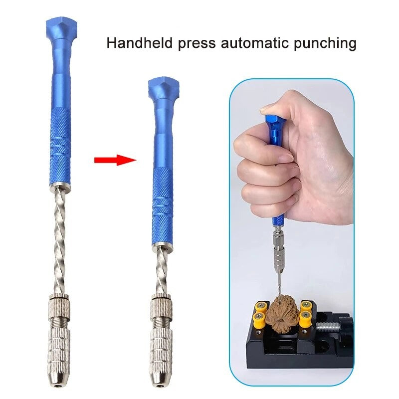 Broca de torção manual semi-automática azul estendida de 0,5-3 mm, ferramenta de perfuração de placa de circuito de plástico âmbar, conjunto de brocas de torção