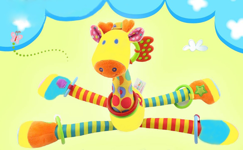47CM Baby Stroller Soother Hanging Doll Giraffe with Soft Cotton Crib Bell Infant Bed Game Educational Toy for Son Daughter Gift