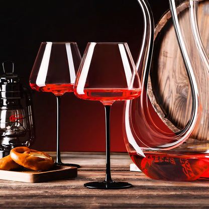 Copo de vidro transparente com base preta e pé alto, taça de champanhe criativa, taças de vinho, copo de coquetel, utensílios de vinho domésticos