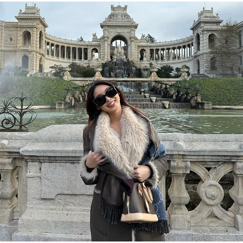 ? Fashion Double Sided Solid Jacket Women Lapel Collar Single Breasted Long Sleeve Coats 2025 Autumn New Lady Utility Outerwear