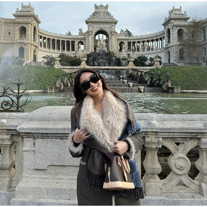 ? Fashion Double Sided Solid Jacket Women Lapel Collar Single Breasted Long Sleeve Coats 2025 Autumn New Lady Utility Outerwear