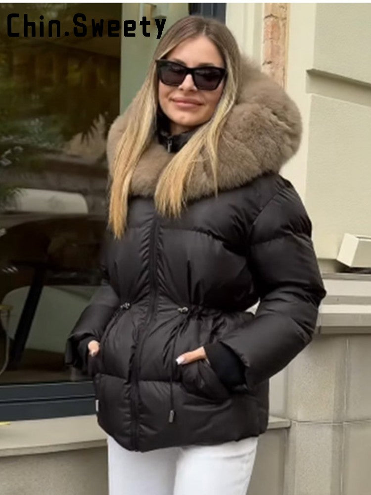 Fashion Fur Patchwork Short Warm Coat Women Lapel Lace Up Long Sleeve Coats Female 2025 Autumn Winter Lady Outwears New