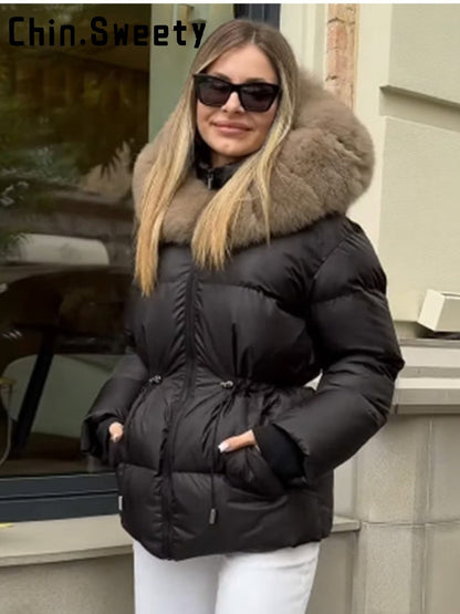 Fashion Fur Patchwork Short Warm Coat Women Lapel Lace Up Long Sleeve Coats Female 2025 Autumn Winter Lady Outwears New