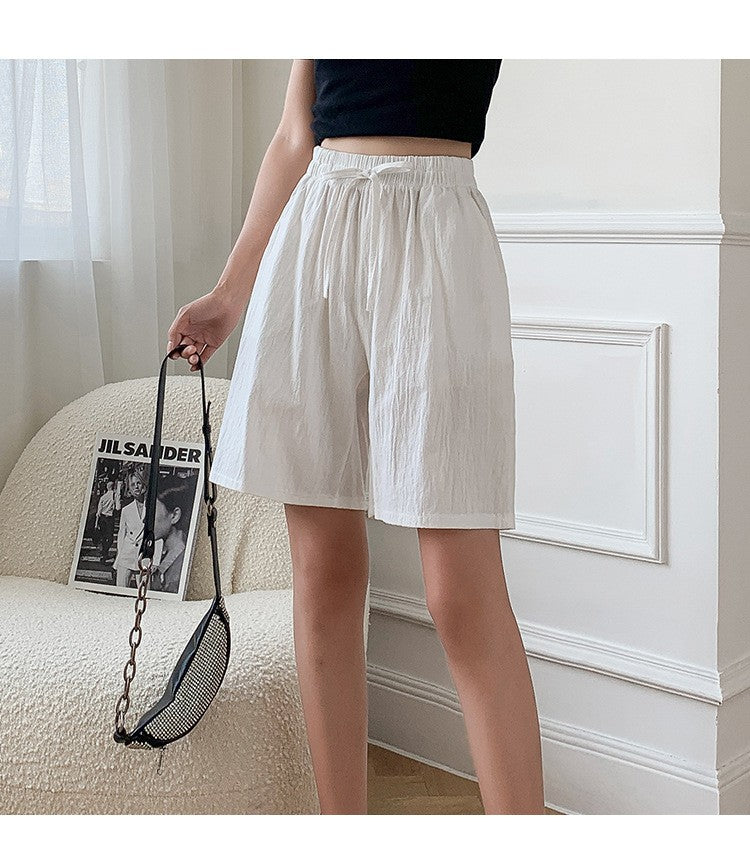 Women shorts Summer Casual Solid Cotton Linen shorts high waist loose shorts for girls Soft Cool female shorts M-3XL
