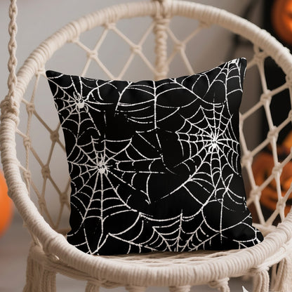 Halloween Ghost Pumpkin Print Cushion Cover Peach Skin Velvet Room Home Sofa Living Office Car Simplicity Pillow Cover 45x45CM