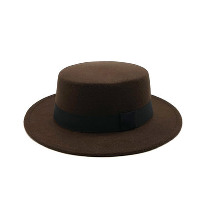 Winter Autumn Fashion Women Men Unisex Wide Brim Panama Hat Autumn Winter Gentleman Elegant Jazz Church Cap Beige Black Red