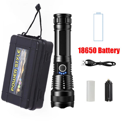 High Power Rechargeable LED Tactical Flashlight Aluminum Alloy Super Bright Telescopic Zoom Torch Lamp Outdoor Camping Fishing