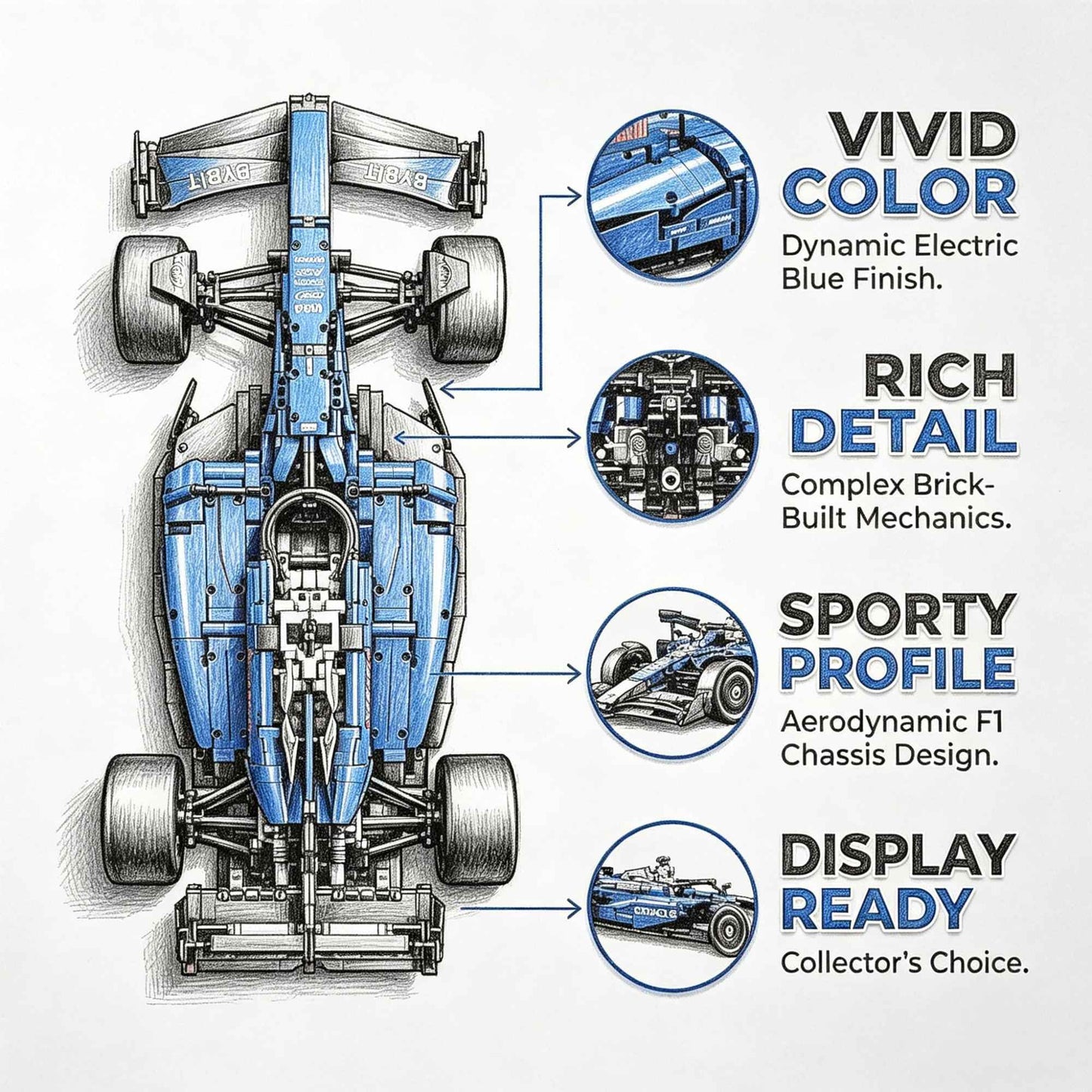 Technical 1361/1639PCS RB20 SF-24 1:8 Scale Racing Car Kits MOC Collectible Assembly Building Blocks Car Model Birthday Gift Toy