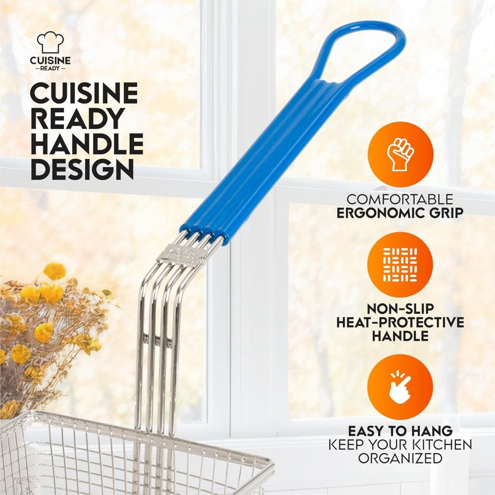 Commercial Quality Heavy Duty 4-Piece Deep Fryer Basket Set with Handle, 13.25 x 6.5 x 5.9 for Restaurant Use