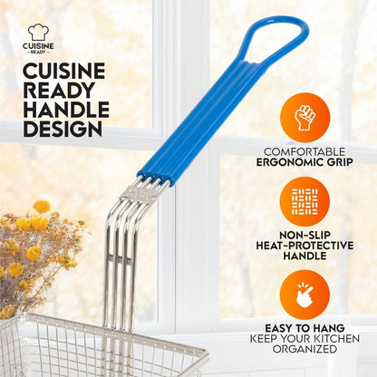 Commercial Quality Heavy Duty 4-Piece Deep Fryer Basket Set with Handle, 13.25 x 6.5 x 5.9 for Restaurant Use