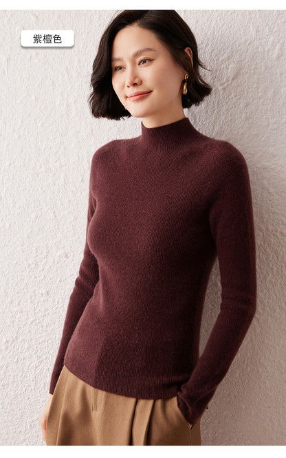 New women's sweater 100% pure cashmere high neck knitted pullover Korean version slim fit hot selling fashionable sweater
