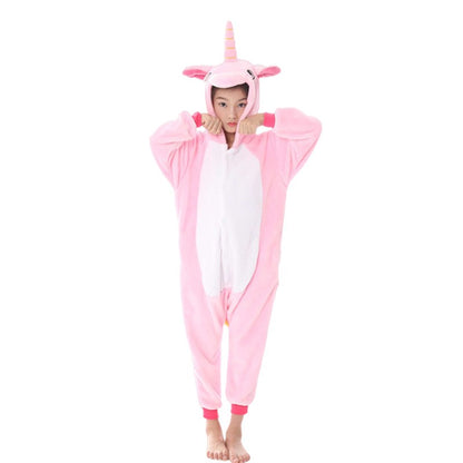 2-8Years Children's Unicorn Tiger Lion Fox Sika Deer Kigurumi Kid Onesie Pyjamas Cosplay Costumes for Halloween Carnival Party