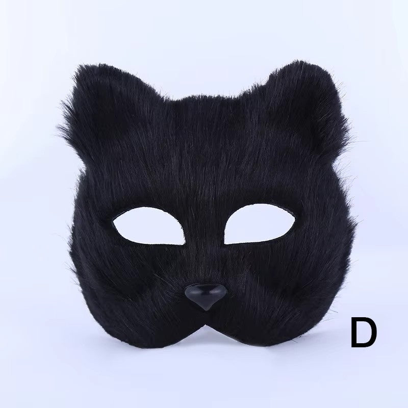 Halloween Fox Shape Half Face Eye Mask Sexy Imitation Cat Hair Animal Mask Christmas Carnival Party Cosplay Costume Props Masque