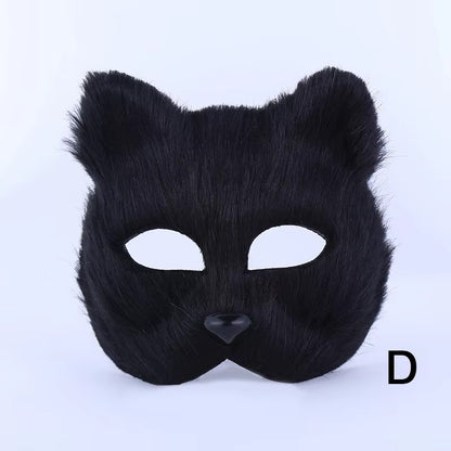 Halloween Fox Shape Half Face Eye Mask Sexy Imitation Cat Hair Animal Mask Christmas Carnival Party Cosplay Costume Props Masque