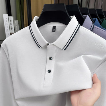 100% pure cotton high-quality brand men's long sleeve polo shirt autumn fashion striped original design golf top casual T-shirt