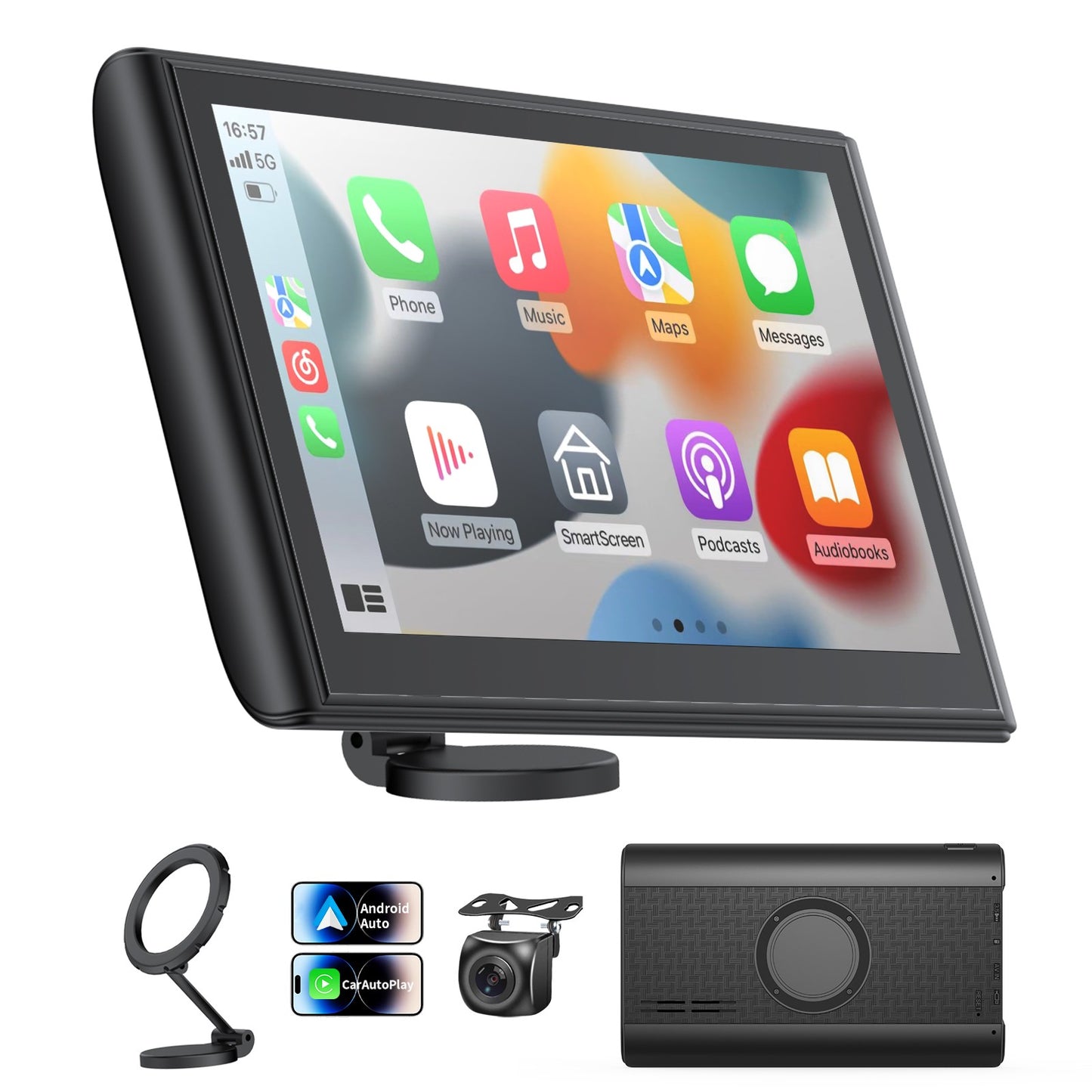 Wireless Apple Carplay Screen for Car Android Auto Magnetic Holder Portrait & Landscape Screen, GPS Navigation, Portable d