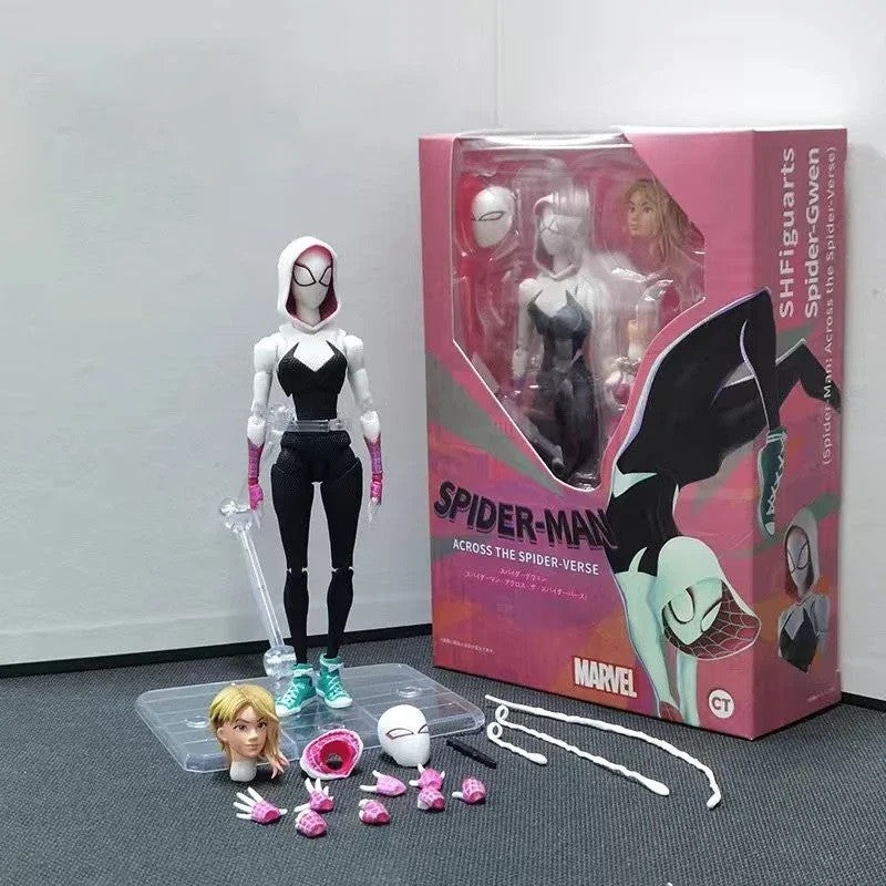 Anime Homem-Aranha Shf Figuarts Miles Morales Gwen Bonecos de Ação Gwen Aranha Mulher Estatueta Homem-Aranha Figura PVC Modelo Boneca Brinquedos