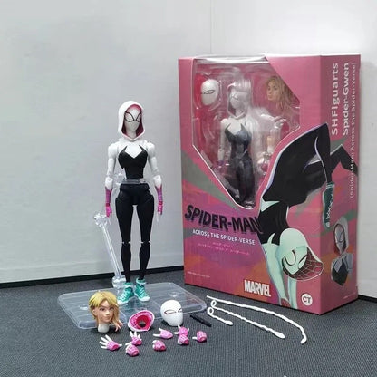 Anime Homem-Aranha Shf Figuarts Miles Morales Gwen Bonecos de Ação Gwen Aranha Mulher Estatueta Homem-Aranha Figura PVC Modelo Boneca Brinquedos