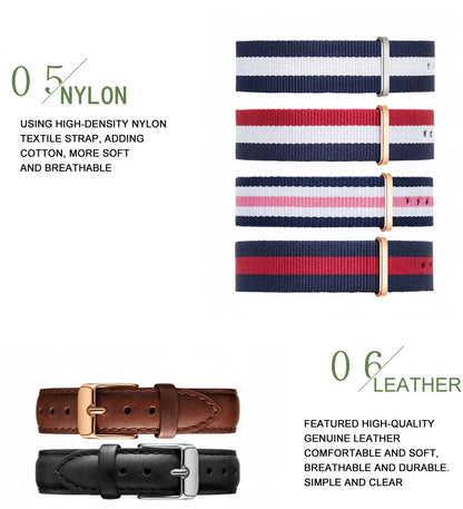 HANNAH MARTIN Brand Japan Quartz Movement Men Waterproof Wrist Watches Fashion Luxury Ultra Thin Nylon Creative Ladies Watches