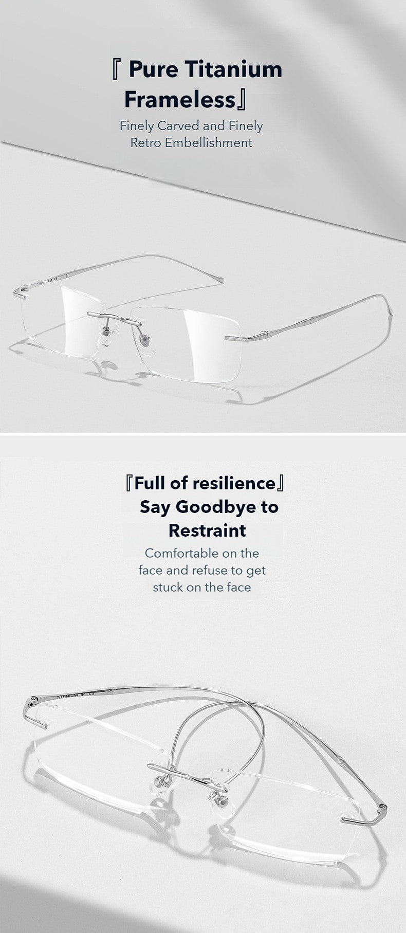 O-Q CLUB Ultra-light Titanium Reading Eyeglass Frames Men Fashion Simple Rimless Myopia Glasses Customized Prescription Glasses