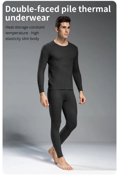 Autumn and winter men's long-sleeved trousers suit comfortable leisure sports warm suit plus size fat men's home underwear suit