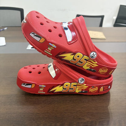 Desenho Animado Disney Pixar Relâmpago McQueen Chinelos Buraco Sólidos Impermeáveis Chinelos Ajustáveis Sandálias para Exterior Respiráveis Sapatos de EVA Presente