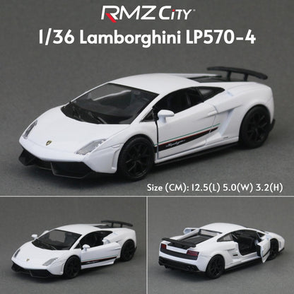 1/36 Lamborghini Super Sport Miniatura de Carro de Brinquedo para Crianças RMZ CiTY Diecast Metal Carrinho de Fricção para Coleção Presente Meninos