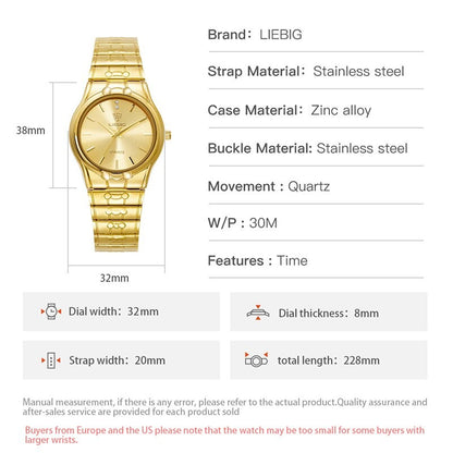 LIEBIG Fashion Quartz Wristwatch Women Men Luxury Full Steel 3Bar Waterproof Watches For Female Ladies Clock Relógio Feminino