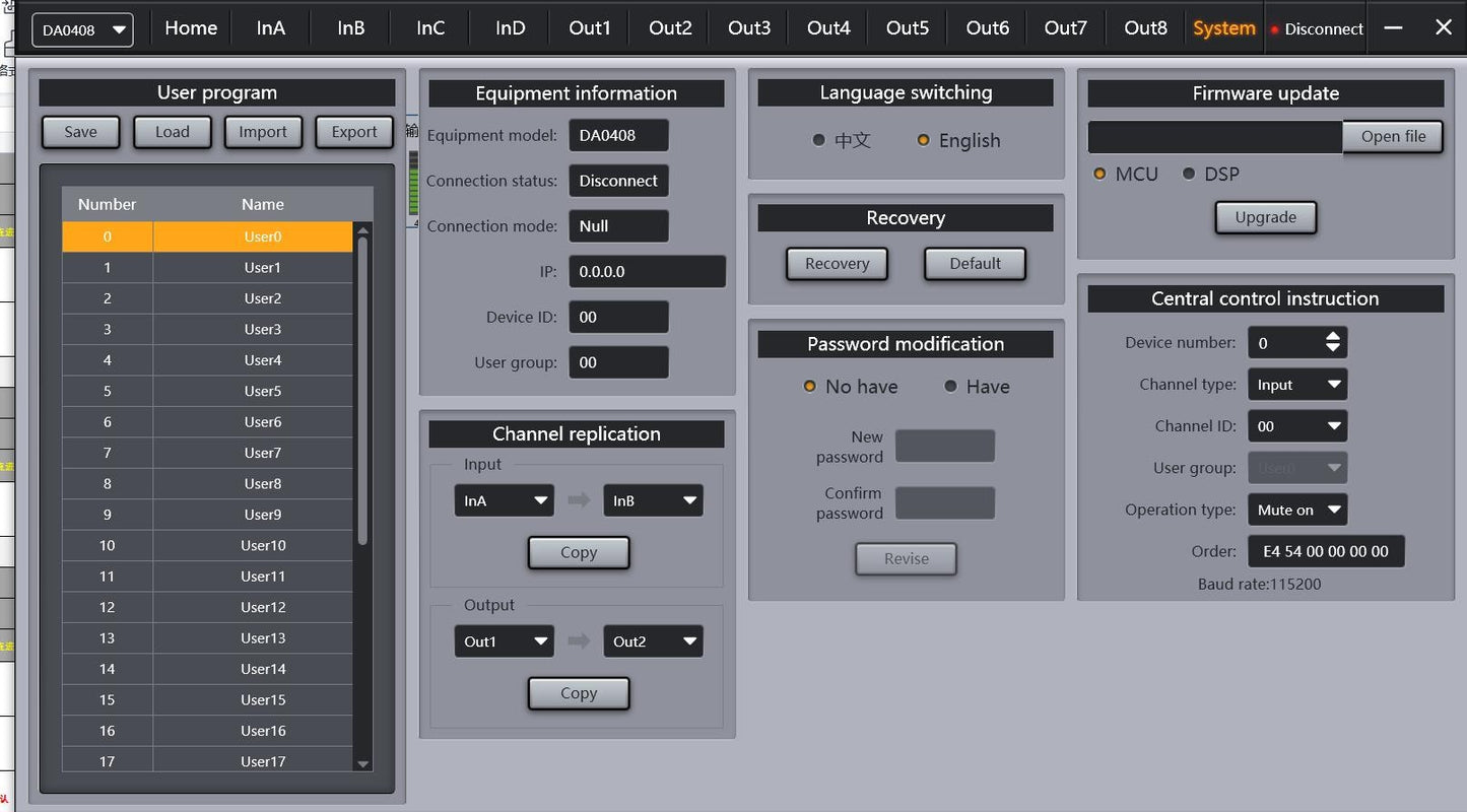DP48X Processador de Áudio Digital Profissional 4 Entradas 8 Saídas Processador Drive Rack com RIR DEQ Sistema de Gerenciamento de Alto-falantes 192KHZ